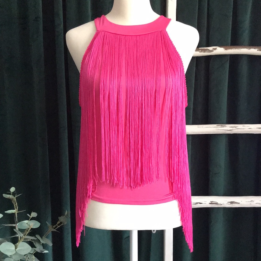 Pink Fringe Halter Top - Picture 3 of 4